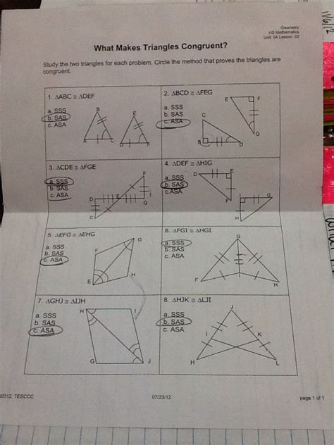 What is Unit 4 Congruent Triangles Homework 3?